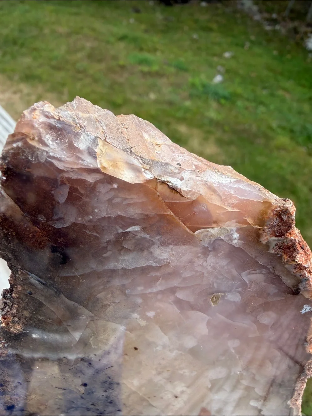Large Natural Agate & Chalcedony Display Specimen | Wood Stand